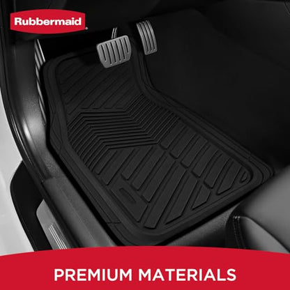 Rubbermaid Car Mats Full Set – All Weather Car Floor Mats Universal Trim-to-Fits Design,Heavy Duty Car Mats for Cars, SUVs, Trucks,and Vans - Gray - color: Black