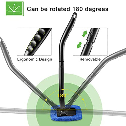 Frienda 2 Set Windshield Cleaner Tool Inside Car Windshield Cleaning Wand Auto Window Cleaner with Detachable Handle, 8 Reusable Microfiber Pads and 2 Spray Bottles for Car Interior(Blue, Green) - color: Blue, Green