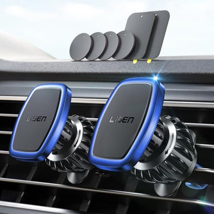 LISEN 2 Pack Magnetic Phone Holder for Your Car Mount 6 Military Magnets Car Phone Holder Mount Vent Cell Phone Holdeer Mount Vent Cell Phone Holder (Blue) - color: Blue