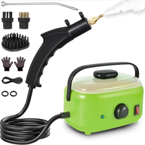 Flgocexs Steam Cleaner for Home,2500W Pressurized Steam Cleaner with 3 Brush Heads Portable Steamer for Cleaning Multi Surface Steam Cleaners with 2L Tank for Floor Car Carpet Upholstery - color: Tender Green