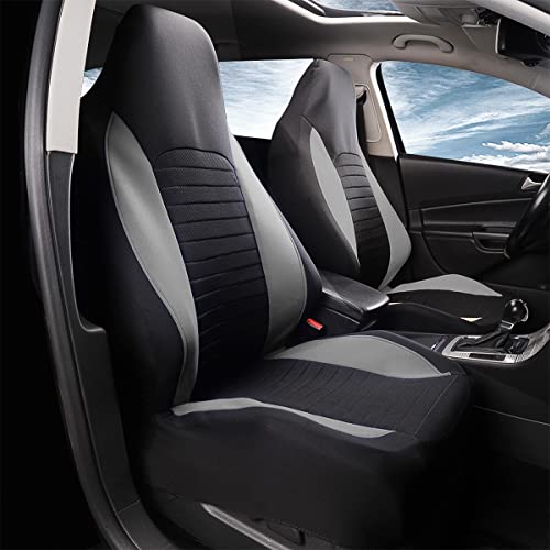 Car Front Seat Covers, Bucket One-Piece Auto Front Seat Protectors, 2PCS Premium Breathable Vehicle Seat Cushions Airbag Compatible, Car Accessories Universal for SUVs, Trucks, Car (Gray) - color: Gray