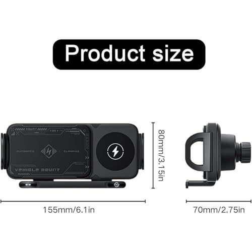 2024 High Intelligent Mobile Phone/Pad Holder, 2 in 1 Auto Rotating Phone Holder, 15W Dual Coils Fast Charging Air Vent Cell Phone Holder, Can Be Used for Foldable Phones (Grey) - color: Gray