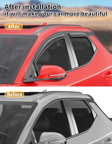 in-Channel Window Rain Guards Fit for Hyundai Santa Cruz 2022 2023 2024 2025 2026, Extra Durable Window Visors Window Deflectors Vent Visors Vent Shades Car Accessories-4 pcs - size: Fit for 2022-2026 Hyundai Santa Cruz