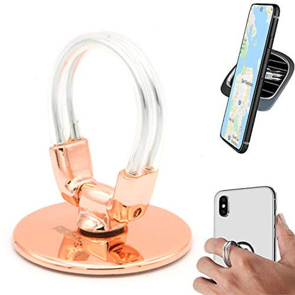 AirFly Phone Finger Ring Holder, 4 in 1, Universal Metal Phone Ring, Table Stand Kickstand, Car Vent Mount, Finger Grip Compatible All Smartphones (Rose) - size: Rose Universal