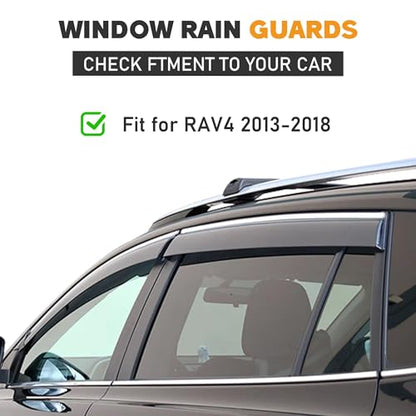 Shatterproof Taped-On Window Deflectors for Toyota Rav4 2013-2018 with Chrome Trim, Rain Guards, Window Visors for Car, Vent Deflector, 4pcs - size: For 2013-2018 RAV4
