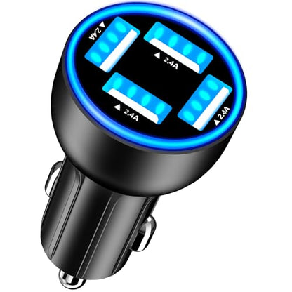 USB Car Carplay Charger, Rombica 4-Port 4.8A USB Car Power Adapter, 4 in 1 48W Fast Charging Cigarette Lighter for iPhone 17 17 Pro Max 16 15 14 13 12 11 Pro, Galaxy S26 S25 S24 S23, Pixel, iPad Pro - color: Deep Black
