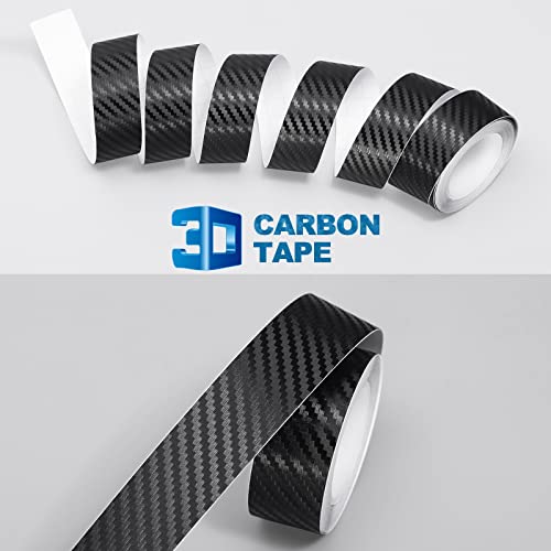 Spurtar Carbon Fiber Wrap, 1 Inch x 20 ft Air Release Black Vinyl Wrap for Cars Chrome Delete 3D Carbon Fiber Tape Blackout Exterior Decor Tape for Vehicles DIY Free Tool 2.5 x 600cm - size: 1 Inch x 20 ft