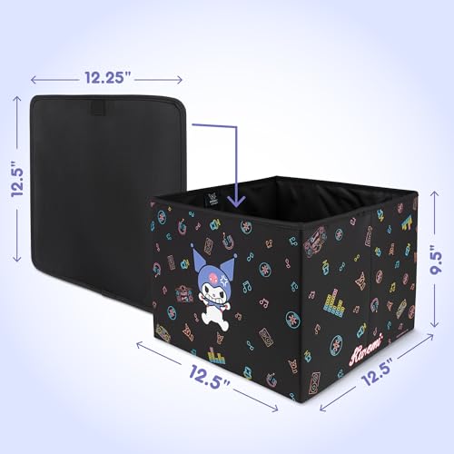 Sanrio Kuromi Car Trunk Organizer, Steering Wheel Cover, Air Freshener & Refill – Cute, Collapsible, Heavy-Duty Storage & Car Accessories for Groceries, Tools, Travel – 12.5"L x 12.5"W x 9"H - style: Pack Kuromi