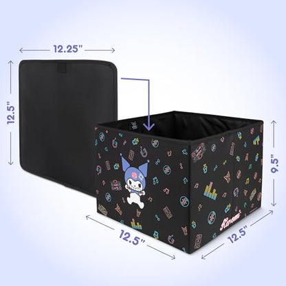 Sanrio Kuromi Car Trunk Organizer, Steering Wheel Cover, Air Freshener & Refill – Cute, Collapsible, Heavy-Duty Storage & Car Accessories for Groceries, Tools, Travel – 12.5"L x 12.5"W x 9"H - style: Pack Kuromi