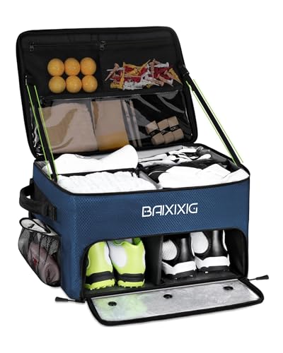 Golf Trunk Organizer, Waterproof Car Golf Locker with Separate Ventilated Compartment for 2 Pair Shoes, Golf Storage for Balls, Tees, Cap, Clothes, Gloves, Accessories, Gifts for Men, Women - color: Blue