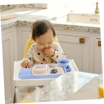Totority Car-Shaped Dinner Tray Bamboo Fiber Kids Plate with Divided Sections and Water Cup Toddler Feeding Dish Durable and Drop-Resistant 12.04X7.67X3.74In