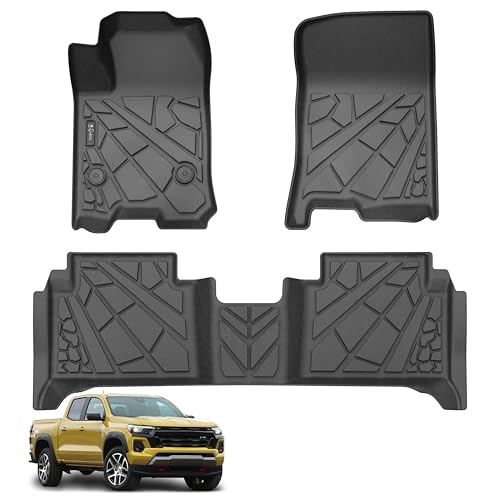 KARPAL Floor Mats for 2023 2024 2025 2026 Chevy Colorado/GMC Canyon Crew Cab, All-Weather TPE Custom Fit Floor Liners Car Accessories - style: 2023-2026 | For Chevy Colorado | 1st & 2nd Row