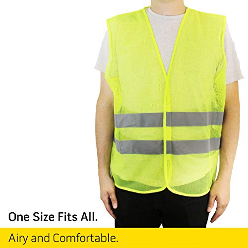 PeerBasics, 20 Pack, Yellow Reflective High Visibility Safety Vest, Hi Vis Silver Strip, Men Women, Work, Cycling, Runner, Construction (Mesh, 20)… - color: Yellow, size: 20