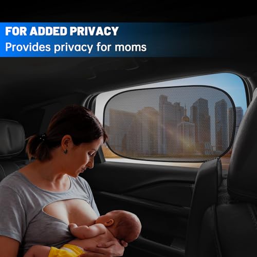 4 PCS Universal Car Window Shades for Baby, 20"x12" Static Cling Mesh Car Shades for Side Windows, Easy Fold UV & Sun Protection Window Covers for Family Travel - size: 4 Pack Universal Car Side Window Shades