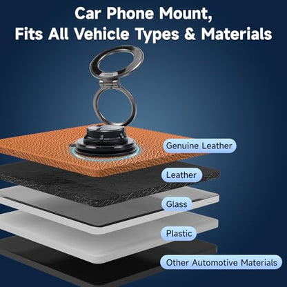 Magnetic Car Phone Holder, 360° Adjustable Suction Cup Universal Phone Mount, Multi-Scene for Car Office Gym Home, Compatible with iPhone 17/16 Pro Max & Other Magnetic Phones (Black) - color: Black