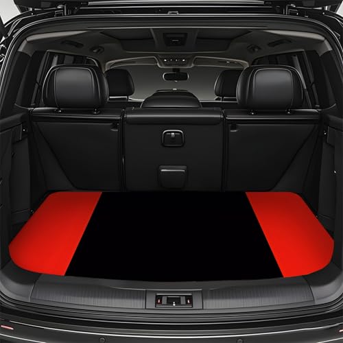 Universal Car Trunk Mat 29" x 39", Red Stripes Print All Weather Trunk Protection Cargo Liner,Durable Cargo Mat Rear Trunk Liner, Stylish Vehicle Interior Accessories Suitable for Most Car Models - color: Red Stripes