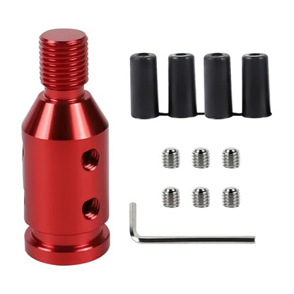 M12x1.25 Shift Knob Adapter, Aluminum Gear Shift Adapter Kit with 4-Sizes Hoses, Universal Gear Shift Knob Cover for Non-Threaded Manual Shifters, Car Stick Shift Knob Adapter (Red) - color: Red