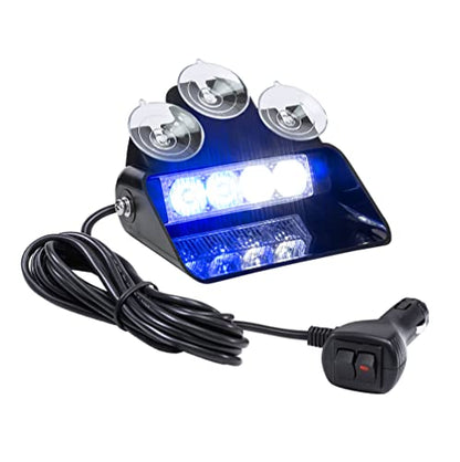 LAMPHUS SolarBlast SBWL14 4W Blue White LED Strobe Dash Light [32 Flash Modes] [Adjustable Angle] [Suction Cups] Flashing Emergency Warning Dash Windshield Police Light for Volunteer Firefighters - color: Blue / White