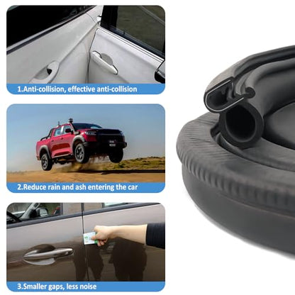 Car Door Seal Strip,U-Shaped Automotive Weather Stripping Rubber Seal Strip with Metal Clips,Universal Push-in Car Door Edge Guards Fits Car Truck RV Boat Home(25Ft) - color: 25Ft