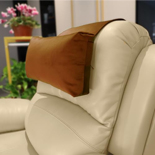 Velvet Recliner Head Pillow with Non-Slip Base - Adjustable Neck Support for Pain Relief in Home, Office and Travel (Pumpkin) - color: Pumpkin