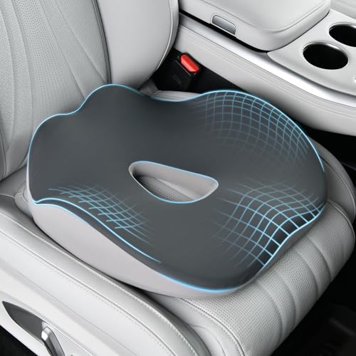 Coverado Car Seat Cushion with Memory Foam, Ergonomic Driving Seat Cushion for Sciatica, Tailbone, Back Pain Relief, Premium Non-Slip Washable Cushion for Car, Driver, Office, Wheelchair - color: Gray2, size: 1 Peice