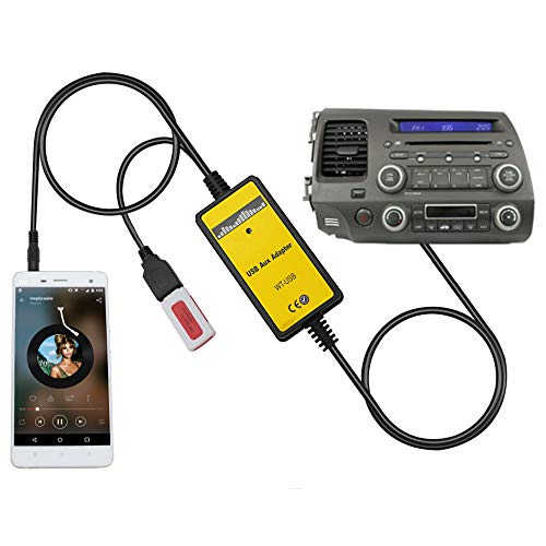 AUX Cord, Car Audio USB AUX Input Adapter Stereo CD Changer Compatible with Honda Accord 2003-2011/City 2002-2011/CRV 2005-2011/Civic 2006-2011/Odyssey 2005-2011 - size: USB+AUX Adapter