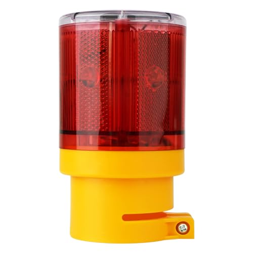 Aolyty LED Solar Strobe Warning Light Flashing Construction Safety Road Barricade Traffic Automatic Vehicle Signal Beacon Lamp Waterproof Automatically Turn on (Red) - color: Red