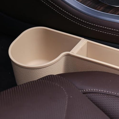 Car Seat Gap Filler, Multifunctional Seat Side Gap Filler with Cup Holder & Organizer, Gap Stopper Universal Fit Car SUV Truck Fill The Gap Between Seat & Console Set of 2 (Beige) - color: Beige