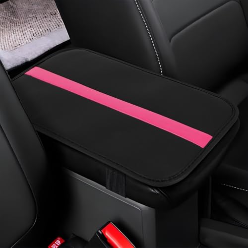 wuyaoyao Car Center Console Cover, 12.6"×7.87" PU Leather Armrest Cover for Cars, Stylish Auto Armrest Cushion Pad, Waterproof Vehicle Arm Rest Protector, Interior Car Accessories (Black+Purple) - color: Black+Purple