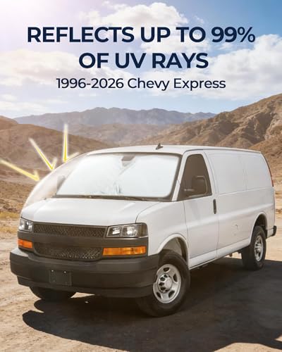 for Chevy Express 1996-2026 Cargo Van Windshield & Side Window Sun Shade Accessories, Privacy Window Covers for UV Blocker ＆ Heat Protector, 3Pcs Window Shades for Napping Camping - size: For Chevy Express 1996-2026