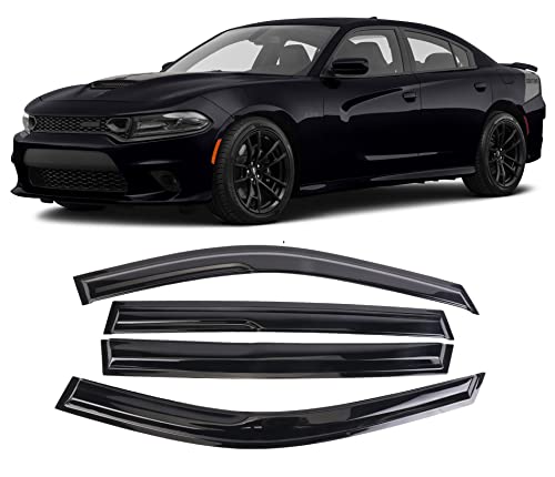Window Visors Rain Guards Deflector 4 Piece Set for 2011-2021 Dodge Charger 94313 - size: 2011-2021 Dodge Charger