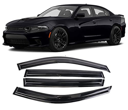 Window Visors Rain Guards Deflector 4 Piece Set for 2011-2021 Dodge Charger 94313 - size: 2011-2021 Dodge Charger