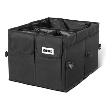 DNA Motoring Trunk Organizer for Car, 60L Large Capacity Foldable Trunk Organizer, Multi Compartment Car Trunk Organizer for Women Men, Black, TOOLS-00419 - style: 4 Compartments 2 mesh Pockets