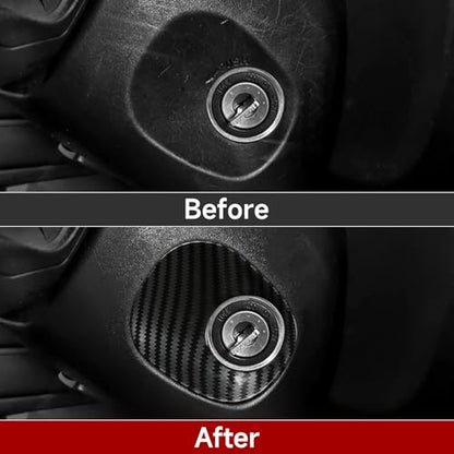 Car Carbon Fiber Decal Keyhole ABS Sticker Cover Interior Trim Accessories for Toyota 4Runner SUV 2010-2025 Black - color: Keyhole