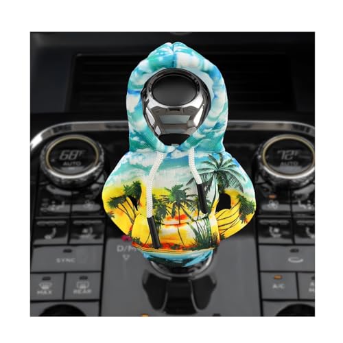 DXNQ Car Gear Shift Hoodie Cover, Fashionable Gear Shift Knob Hoodie Protector, Upgraded Funny Gear Shift Hoodie Decoration for Most Manual Shift Knobs, Interior Car Accessories (Coconut Tree) - color: Coconut Tree