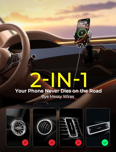 LISEN Wireless Car Charger, 15W Fast Charging Air Vent Phone Mount Car Phone Holder Charger [No Shake] Wireless Charging Mount for iPhone17 16 15 14 13 12Pro Max Samsung Galaxy Series All Smartphones
