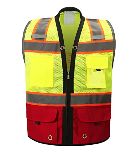 Shine Bright Safety Vest - High Visibility with Reflective Straps and Pockets – Premium, Soft, Durable, and Breathable - color: Red, size: X-Large