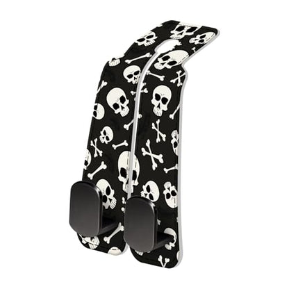 PU Leather Car Seat Hook, Storage Headrest Hanger, Cute Car Backseat Organizer, Car Hooks For Purses and Bags White Skull Black - color: White Skull Black