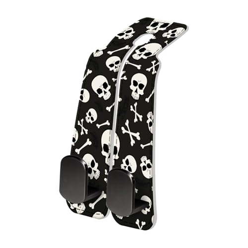 PU Leather Car Seat Hook, Storage Headrest Hanger, Cute Car Backseat Organizer, Car Hooks For Purses and Bags White Skull Black - color: White Skull Black