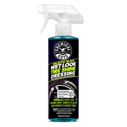 Chemical Guys Galactic Black Wet Look Tire Shine Dressing – High Gloss Tire Spray for Trim & Rubber – Restores Deep Black Shine and Protection for Cars, Trucks, Motorcycles and RVs, 16 oz - size: 16 Fl Oz