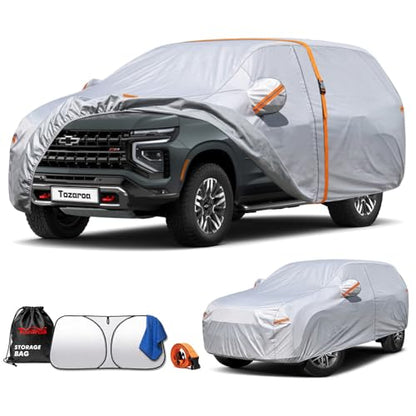 Car Cover Waterproof All-Weather,Heavy-Duty Outdoor Full Exterior Automobiles SUV(Length 202-214 inch) with Windshield Sun Shade Universal Fit Chevrolet Tahoe, Lincoln MKT, GMC Envoy etc - size: Fit SUV Jeep Length 202-214 inch(YXXL-545)