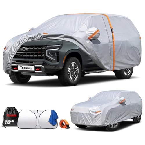 Car Cover Waterproof All-Weather,Heavy-Duty Outdoor Full Exterior Automobiles SUV(Length 202-214 inch) with Windshield Sun Shade Universal Fit Chevrolet Tahoe, Lincoln MKT, GMC Envoy etc - size: Fit SUV Jeep Length 202-214 inch(YXXL-545)