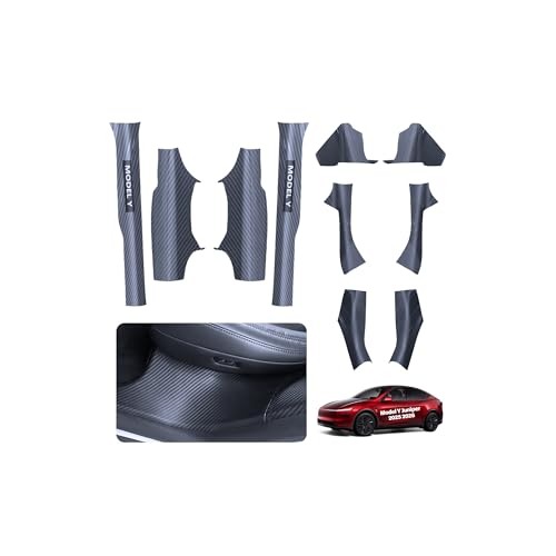 10PCS for Tesla Door Sill Protector Model Y Juniper Refreshed Accessories 2025-2026 Carbon Fiber Front & Rear Door Entry Model Y Scuff Plate Carpet Edge Guard ABS Juniper Interior - size: Model Y Juniper Door Sill Protector (Style 1)