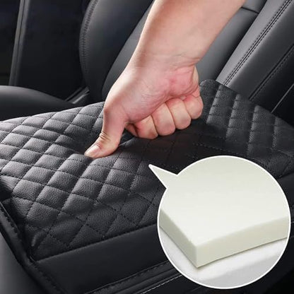 AOMSAZTO Center Console Cover Customized Armrest Cover Compatible with 2011-2019 Ford Explorer Soft Cozy Leather Arm Rest Covering for Car - color: black-1