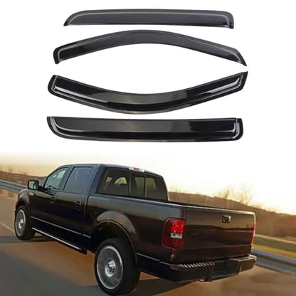 Window Visor Wind Deflector 4pcs Out-Channel Tape-On Nice Rain Guards Set Compatible with 2004-2008 Ford F-150 Super/Crew Cab 2006-2008 Lincoln Mark LT Super/Crew Cab 94443 - size: 2004-2008 Ford F-150 Super/Crew Cab