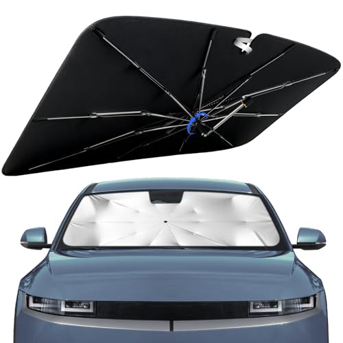 Windshield Sun Shade for Hyundai IONIQ 5 2022-2026 with 360° Rotating Shaft, Custom Fit Umbrella Sunshade for UV Blocking, Interior Heat Protection, Easy Storage - size: Fit for Hyundai IONIQ 5 2022-2026
