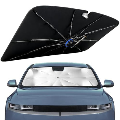 Windshield Sun Shade for Hyundai IONIQ 5 2022-2026 with 360° Rotating Shaft, Custom Fit Umbrella Sunshade for UV Blocking, Interior Heat Protection, Easy Storage - size: Fit for Hyundai IONIQ 5 2022-2026
