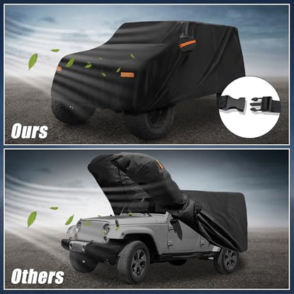 X AUTOHAUX Car Cover for Jeep Wrangler 2DR 2007-2017 Aluminum Film Outdoor Waterproof Sun Rain Snow Hail Protection with Driver Door Zipper - size: for Jeep Wrangler JK 2 Door 2007 -2017