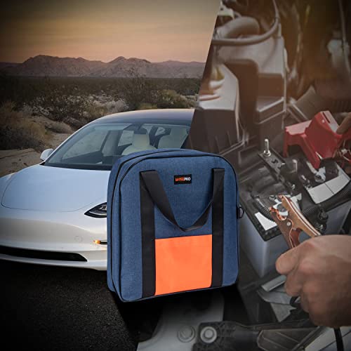 15 Inch Jumper Cable Bag, Heavy Duty Cable Storage Bag, Water Resistant Cable Organizer Bag for Jumper Cable, EV Charging Cables, Cords and Hoses (15 Inch Blue) - size: 15 Inch Blue