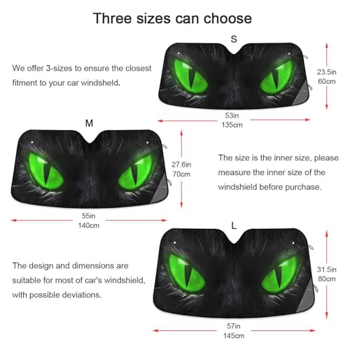 Windshield Sun Shade Green Eyes Front Window Block UV Shades Visor Reflective Retractable for Car SUV Trucks - color: B001